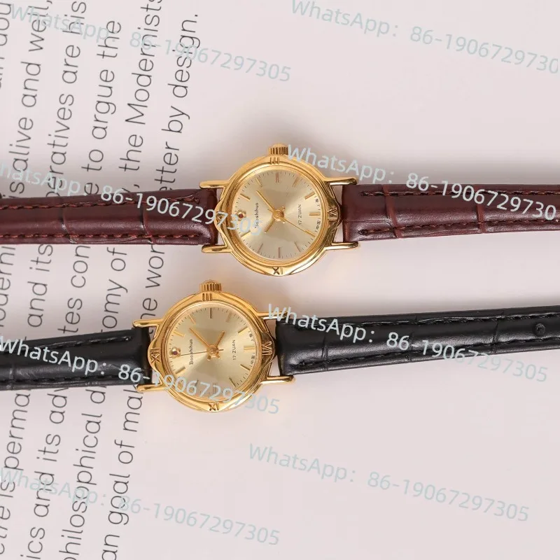 

Домашние драгоценные камни, цветок, маленькие ручные механические золотые круглые ретро ностальгические литературные легкие роскошные студенческие женские часы