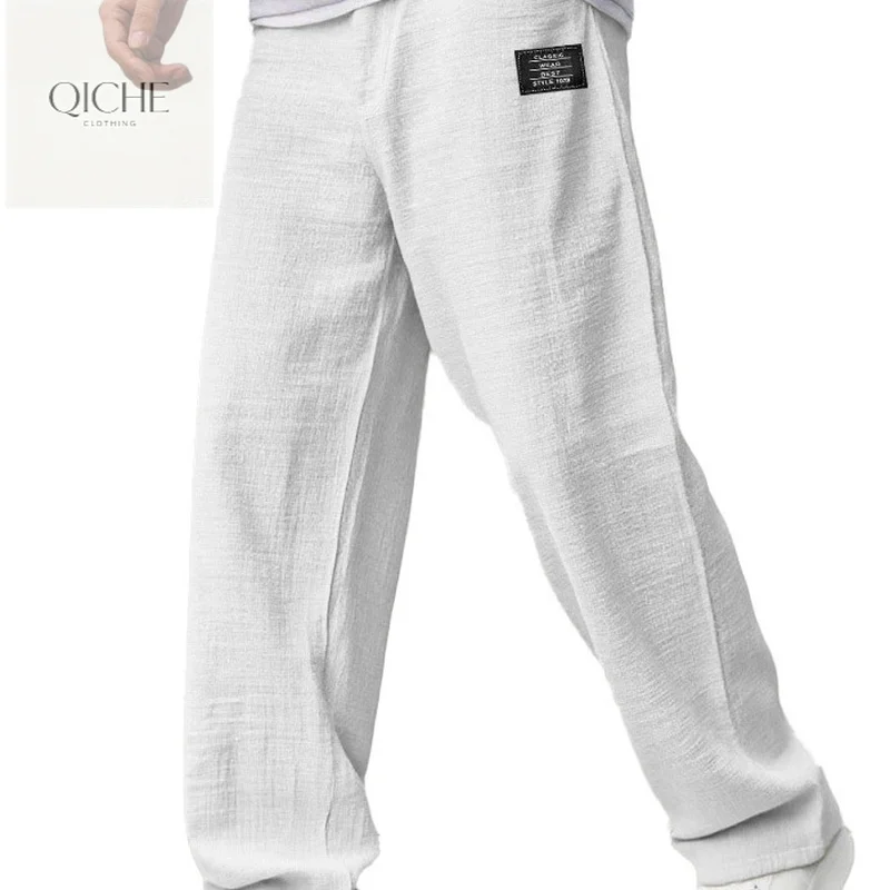 QICHE Men Thin Cotton Linen Casual Pants Loose Long Trousers New Arrival Summer Autumn 2026