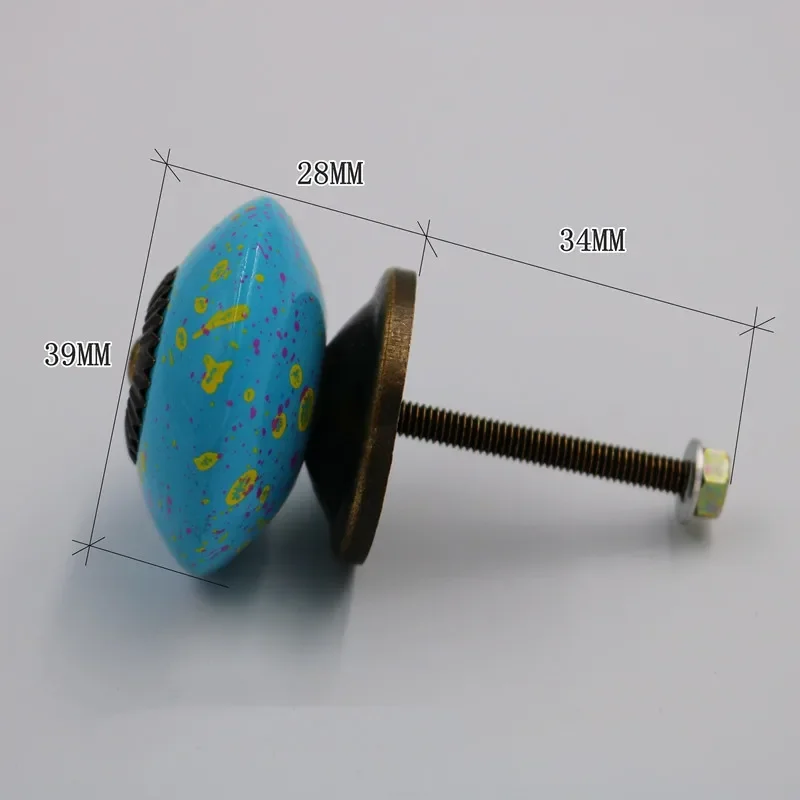 1Pcs 39mm Imitation ceramic retro handle acrylic spray paint European and American pastoral wardrobe single hole drawer hardware