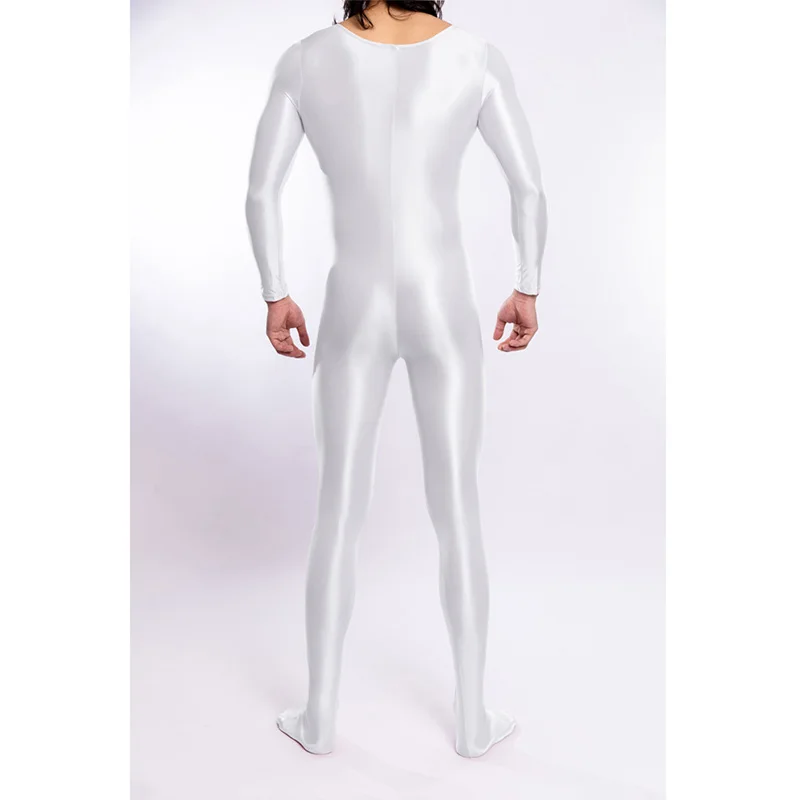 لامعة لامعة Catsuit الرجال مثير بوديستوكينج مع غمد ارتداءها الكبار بسط يوتار الملتصقة Unitard منامة الملابس الداخلية