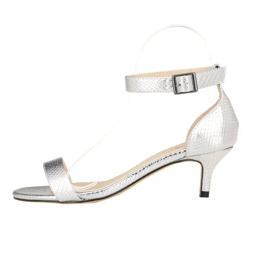 Sexy Small Crocodile Pattern Women Sandals Summer Open Toe High Heels 6cm Lady Work Shoes Fashion Buckle Party Dress Pumps Woman image 6