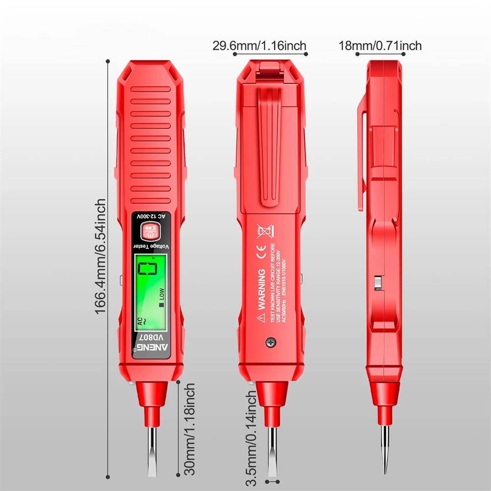 VD807 AC 12-300V Smart Induction Tester Pen LCD Display Voltage Tester NCV Sensor Wire Detector With Sound And Light Alarm