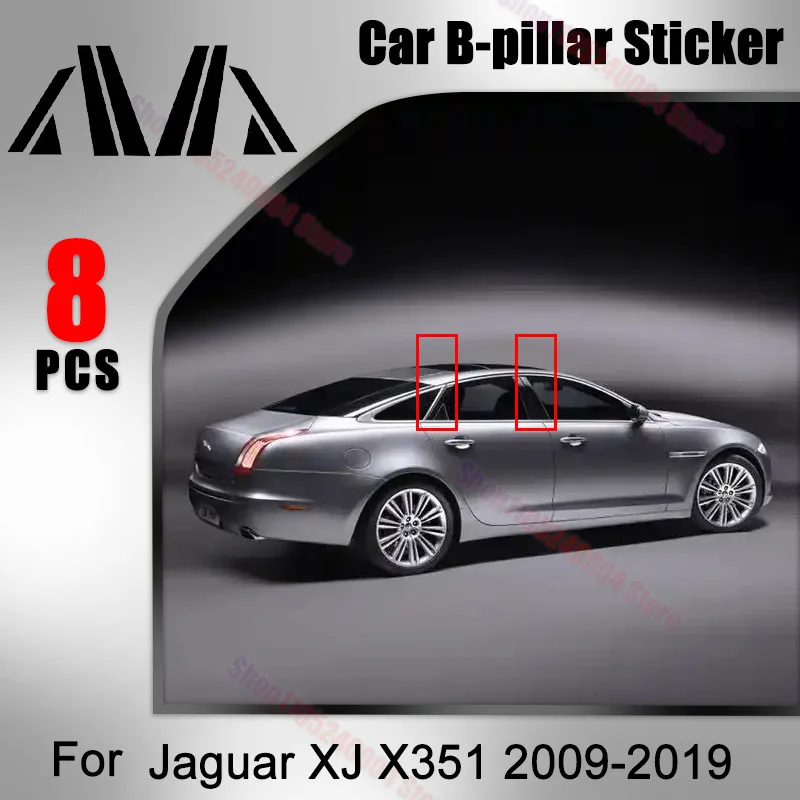 Gloss Black Pillar Posts Fit For Jaguar XJ X351 2009-2019 Car B C Pillar Window Trim Molding Cover Exterior