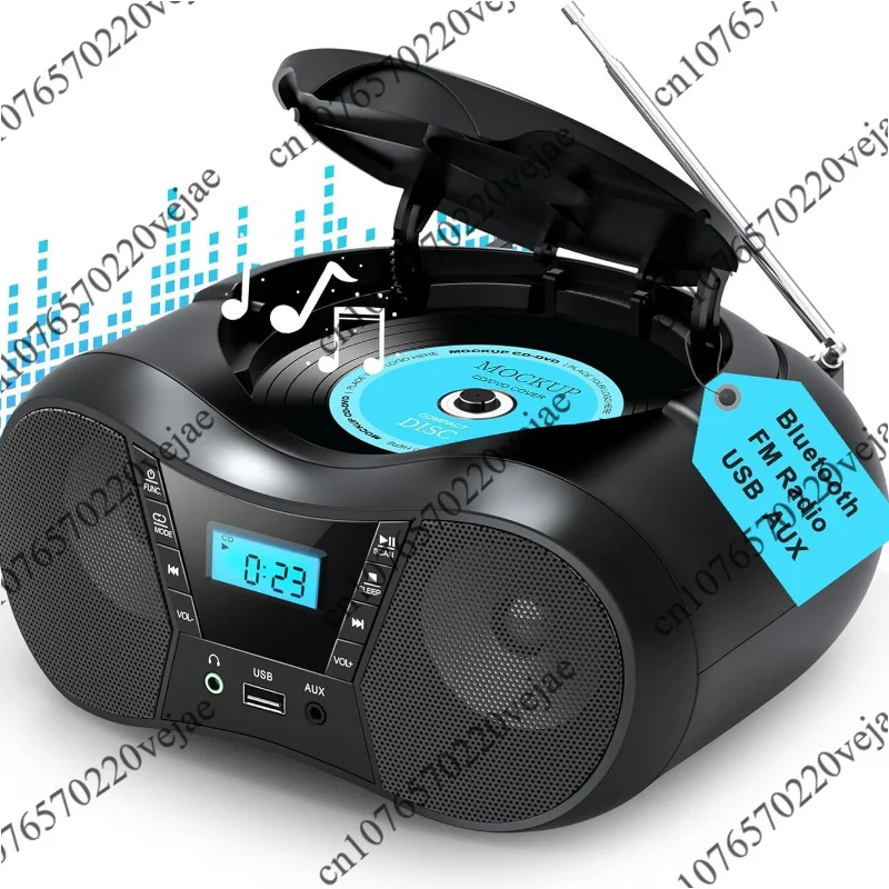 Portable CD Player Bluetooth Boombox CD Player AM/FM Radio High-fidelity Stereo Player Compatible for CD/CD-R/RW Radio for Home