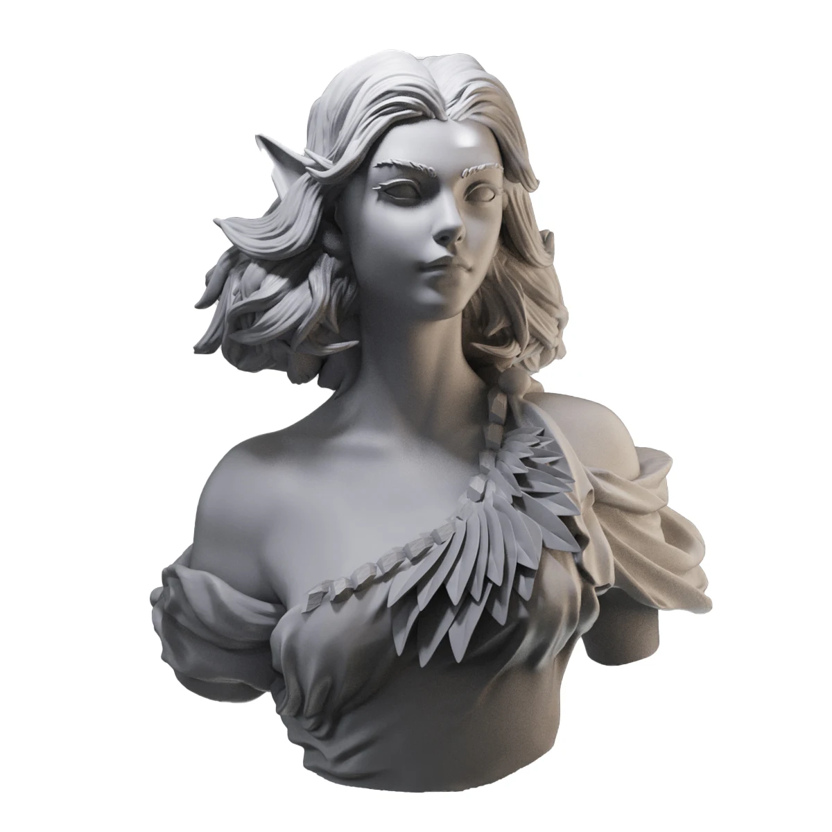 1/16 1/10 Elven Girl Fantasy Bust GK Resin White Mold Figurine Model 3D Printing Unassembled Unpainted Self-assembly Craft