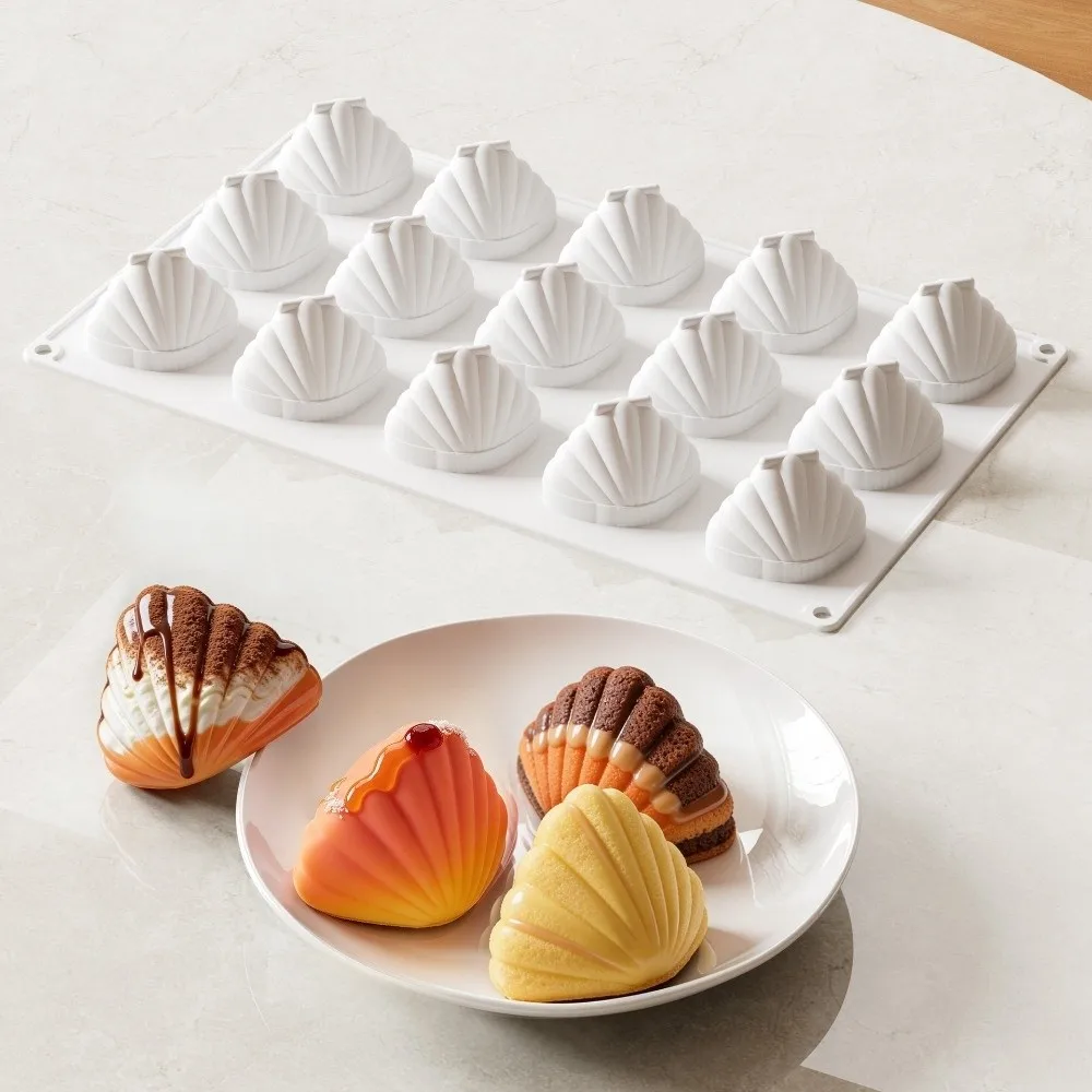

15 Cavity Shell Shaped Silicone Mold Non-Stick DIY Mousse Cake Molds Stereoscopic Design Pastry Making Baking Dessert Bakeware