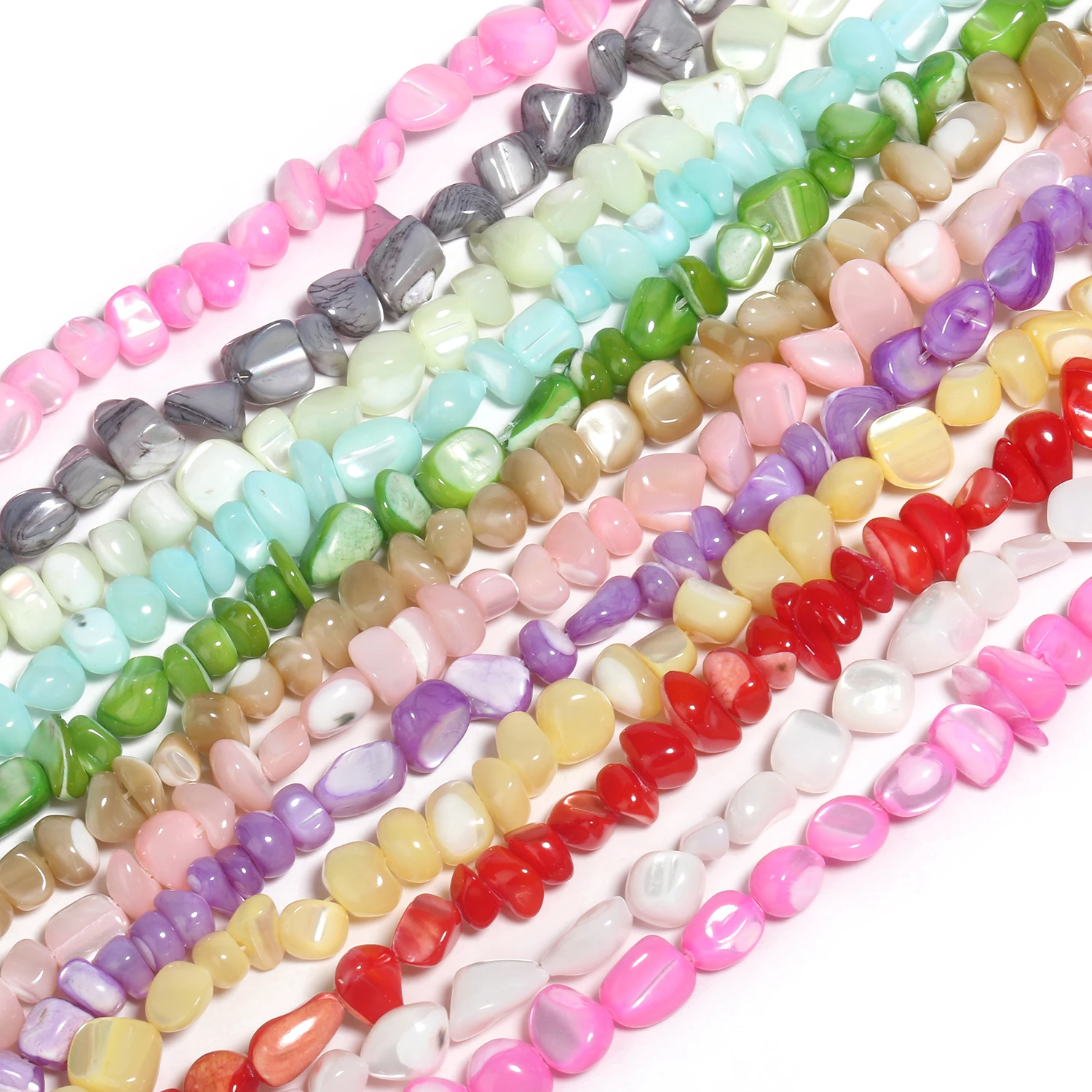 5-8mm Irregular Graval Shell Bead Dyed Mother of Pearl Shell Loose Beads for DIY Jewelry Making Bracelet Earrings 15\'\' Wholesale