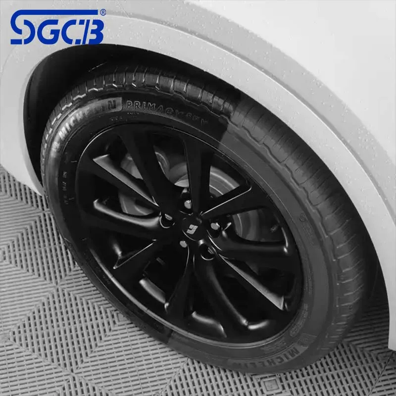 SGCB Car Tire Shine Applicator Brush Wheel Dressing Sponge Applicator Wax Foam Pad With Ergonomic Grip Handle For Auto Detailing