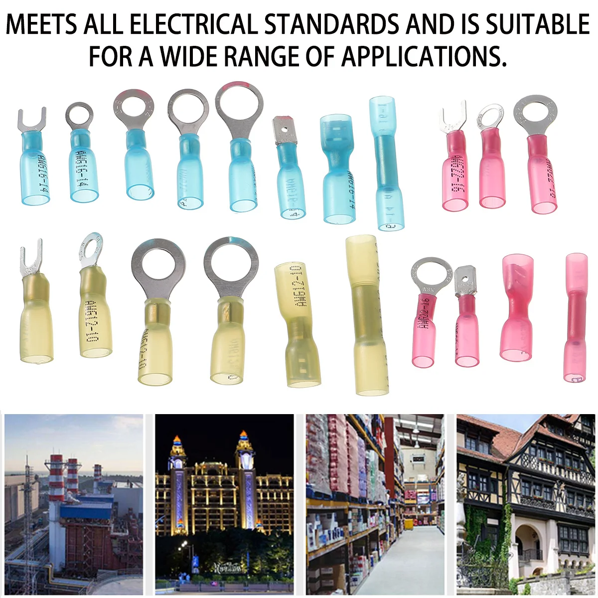 

120Pcs Insulated Terminal Heat Shrink Wire Connectors Thick Copper Barrel Waterproof Flame Retardant for Auto Marine Electrical