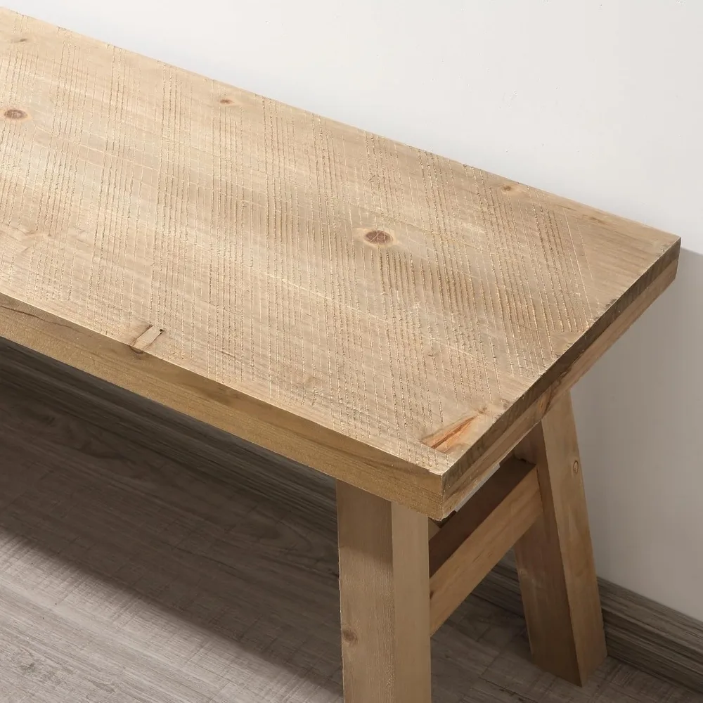 مقعد خشبي على طراز المزرعة الريفية، 43 طويلة للمدخل وغرفة المعيشة، مقعد صلب مصنوع يدويًا #6