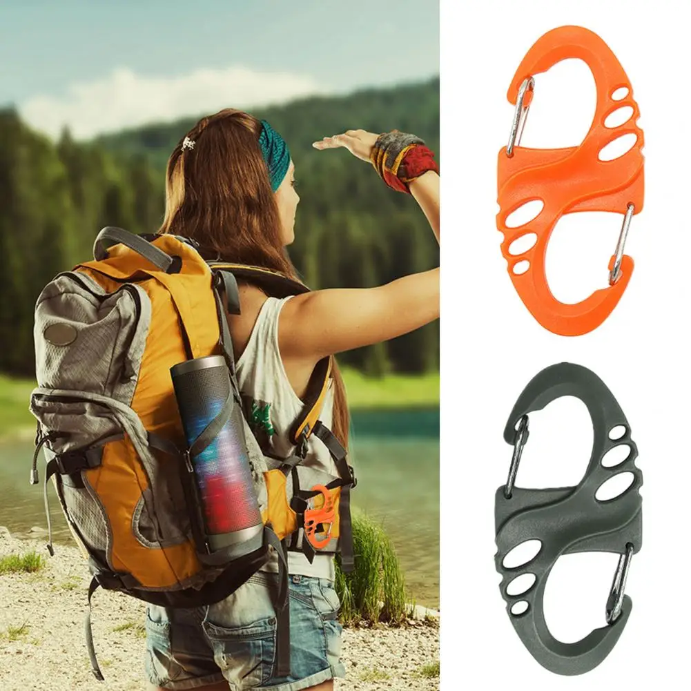 5Pcs Mini S-Type Carabiner Buckles Lightweight Plastic Steel Outdoor Climbing Hiking Safety Buckles Compact Portable Design