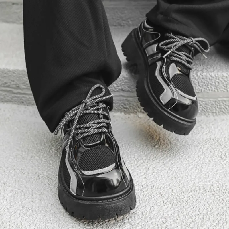 

Shoes for Men Quality Selection Platform Derby Shoes Fad Thick Sole Casual British Mens Big Head Leather Shoes Zapatillas Hombre