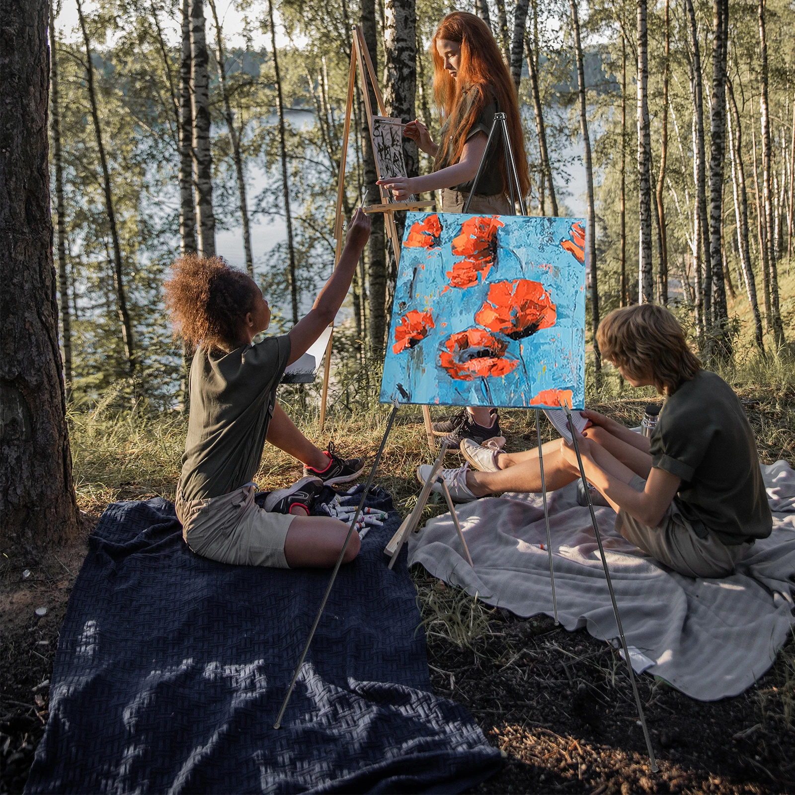 

Aluminum Tripod Easel Adjustable Height Foldable Painting St Drawing Rack Black Small Telescopic Display Wedding Art