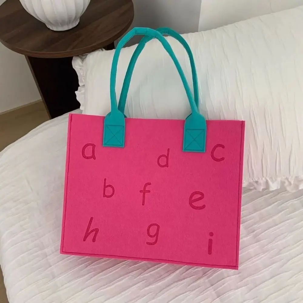 Bolso de mano informal de fieltro con letras, bolsa de almacenamiento de Color sólido, bolsa de mano de fieltro de gran capacidad, bolsa de compras, bolsa de regalo para niñas