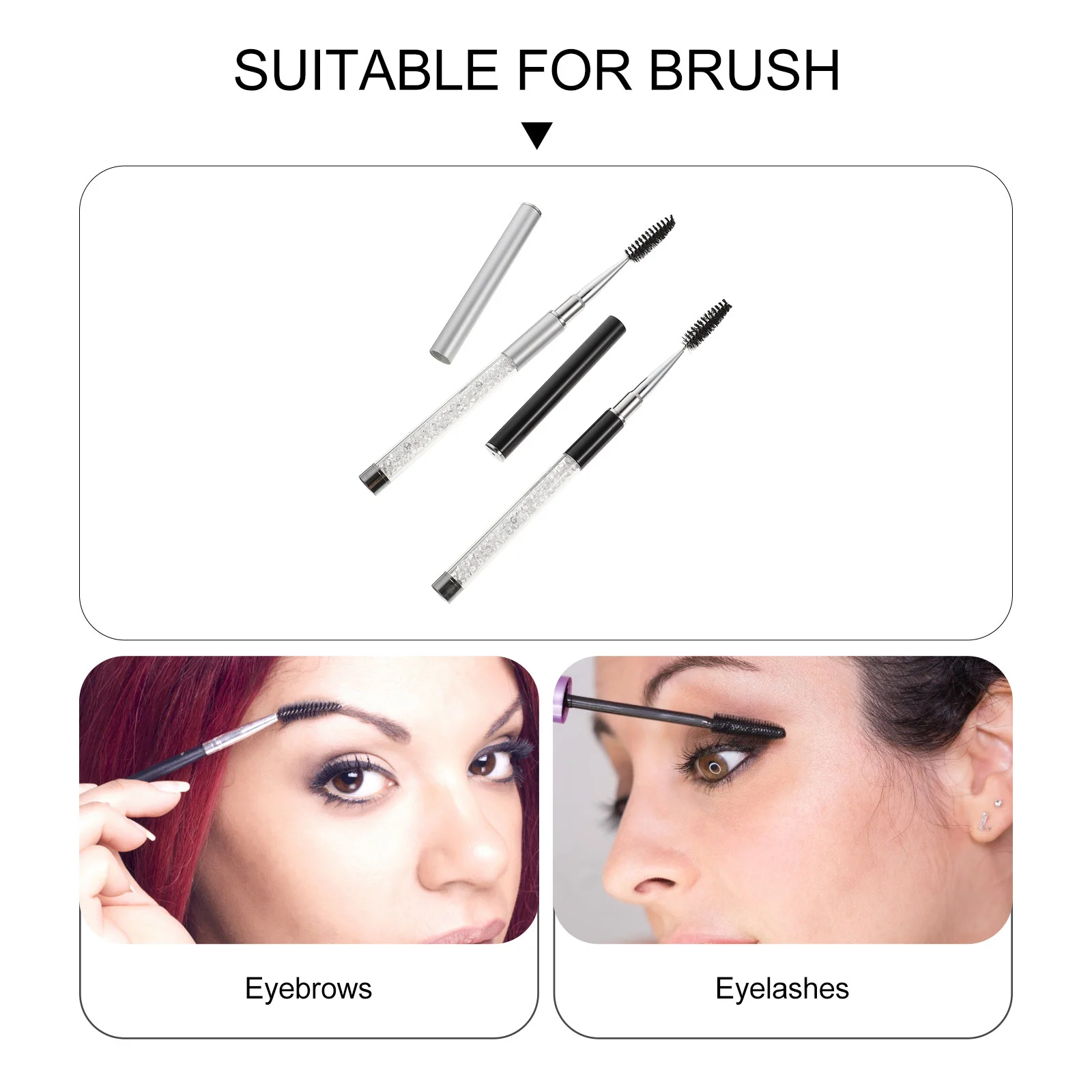 2 Pcs Mascara Brush with Lid Lightweight Makeup Tool Supplies Lash Tools Applicator Eyelash Comb Eyebrow Plastic