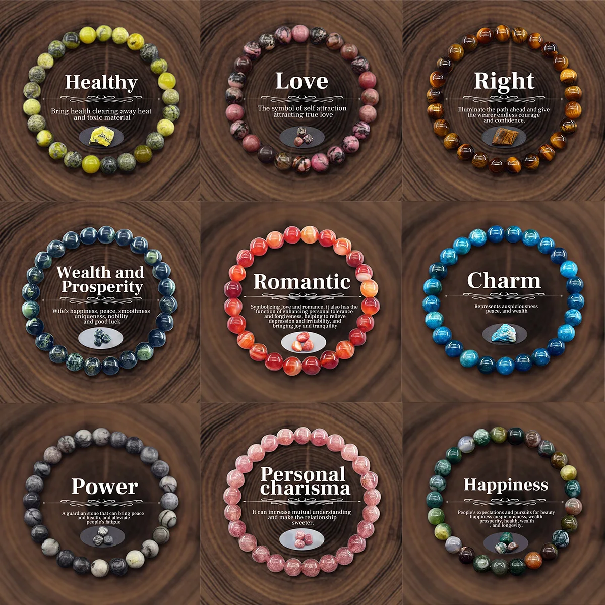 8mm Natural Stone Beaded Bracelets For Women Men Bring Wealth Love Energy Protection Crystal Beads Bracelets Meditation Jewelry