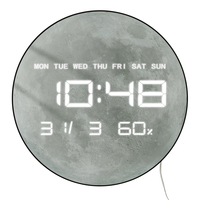 Planet Moon Digital Wall Clock Home Decor Large Display LED Lunar Wall Clock For Living Room with Temperature Date Day Display