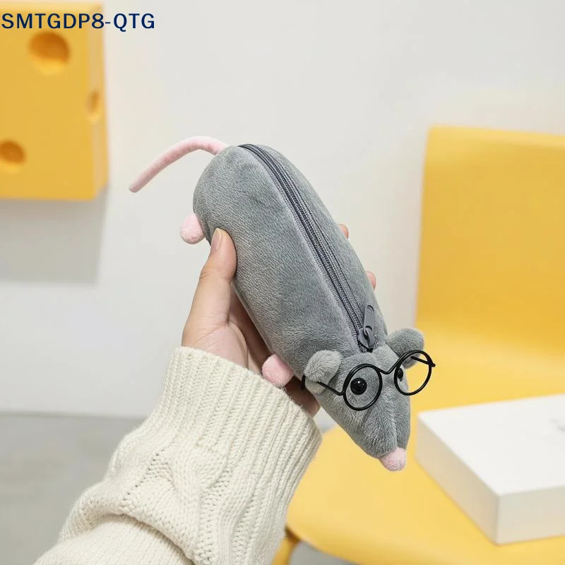 *1Pcst-selling Cute Octopus Mouse Pencil Case, Mouse-shaped Pencil Case, Plush Toy Student Stationery Organizer For Girls, Niche