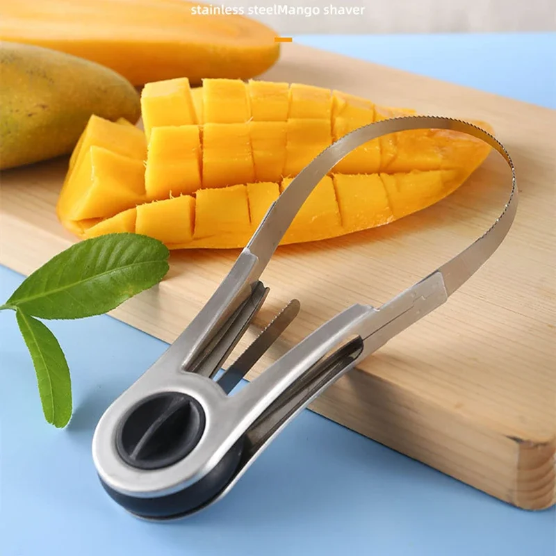 Stainless Steel Mango Splitter Fruit Peeler Mango Cutting Knife Multifunction Fruit Peeling Tool Coring Diced Kitchen Supplies