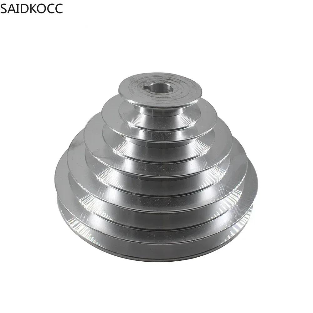 SAIDKOCC 5 Steps A Type V Belt Pagoda Pulley OD150mm Aluminum Pulley 14/16/18/19/20/22/24/25/28mm Bore V-Belt Pulley