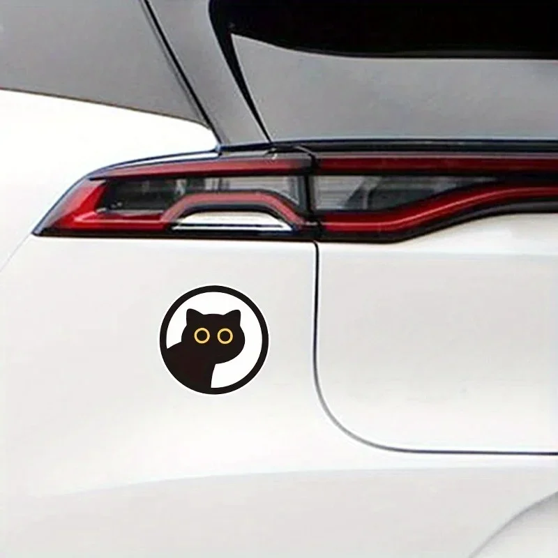 1PC/2PCS entzückende schwarze Katze Aufkleber, niedlicher Cartoon-Vinyl-Aufkleber für Auto, Motorrad, wasserdichte Dekoration für Katzenliebhaber, Express