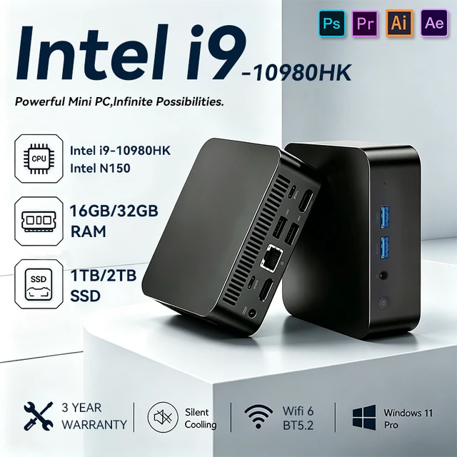 2026 Mini PC Computer Intel Core I9 10980HK N150 Windows 11 Pro 16GB 32GB RAM 1TB M.2 SSD WiFi6 BT5.2 4K HD Portable Desktop Pc 2026 Mini PC Computer Intel Core I9 10980HK N150 Windows 11 Pro 16GB 32GB RAM 1TB M.2 SSD WiFi6 BT5.2 4K HD Portable Desktop Pc