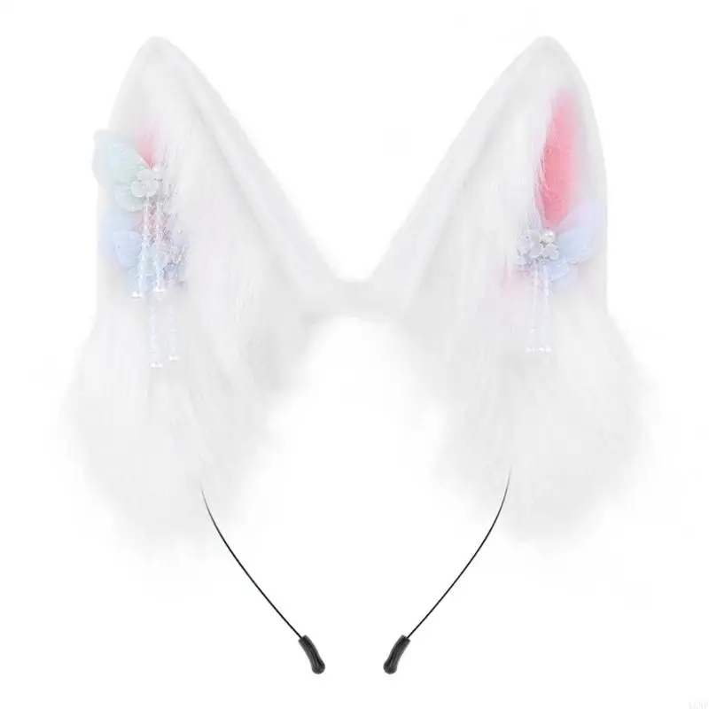 Y3ne Fux Furs Animal Cascia per capelli per eventi a tema Feste in costume morbide Accessorio per acconciatura per capelli