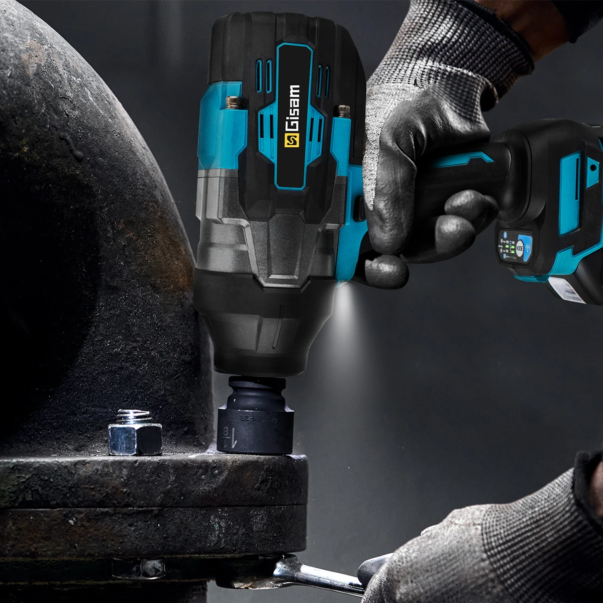 Gisam 3100N.M Torque Brushless Electric Impact Wrench 3/4 inch Cordless Electric Wrench Power Tool Compatible Makita 18V Battery