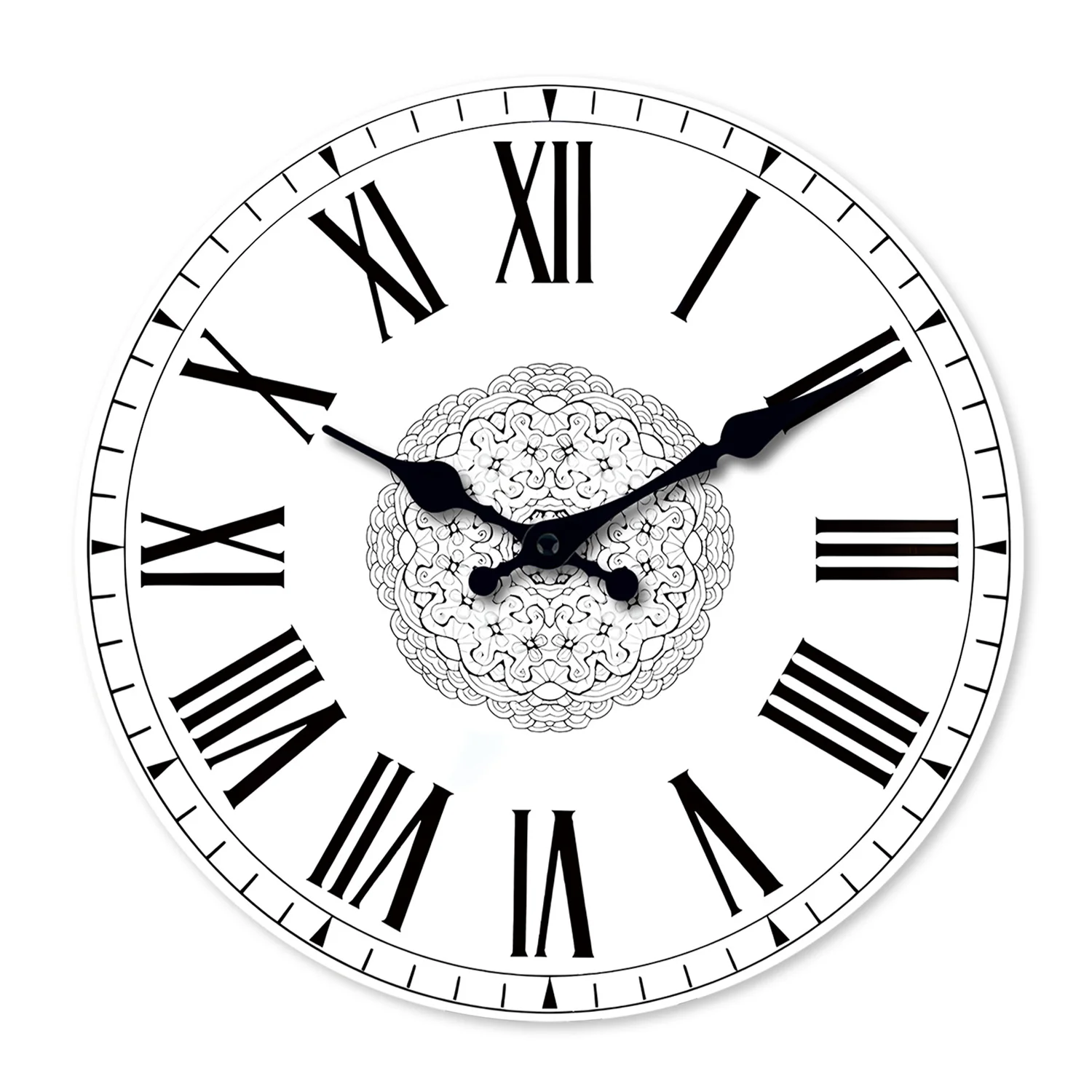 Retro Einfache Römische Ziffern Holz-Wanduhr Wohnzimmer Schlafzimmer Küche Heim-Dekoration Wanduhr Geräuschlose Quarzuhr Geschenkidee 10 Zoll 12 Zoll 14 Zoll 16 Zoll (Ohne Batterie)