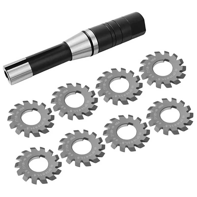

SHGO-Lathe CNC Cutting Tools Set Featuring R8 Shank Milling Arbor& Involute Gear Cutters Dp16 PA14-1/2