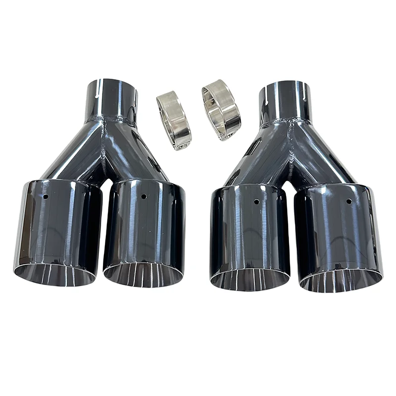 1pcexhaust pipe stainless steel Titanium black Tail throat refit 4 exits Personalized Voice Y-shaped double output large caliber