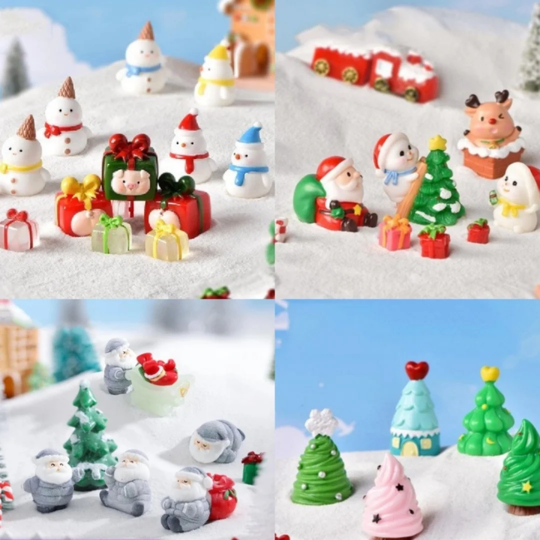 Christmas Miniature Figurines 2026 New Year Cartoon Mini Resin Micro Landscape Ornaments Home Desk Decorations Room Decor Gift