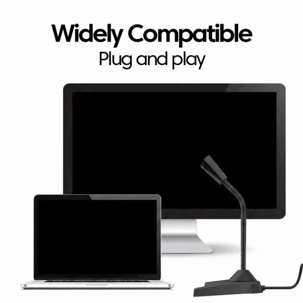 Noise Reduction Desktop Microphone High-Definition Audio 360° Rotatable Recording Microphone USB/3.5mm Non-slip Wire Gaming Mic