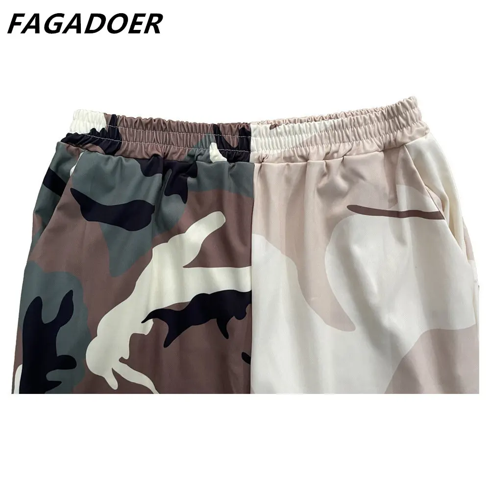 FAGADOER Camouflag Patchwork Two Piece Sets Women Tracksuit  Long Sleeve Pullovers And sweatpants Sets Outfit Fashion Streetwear