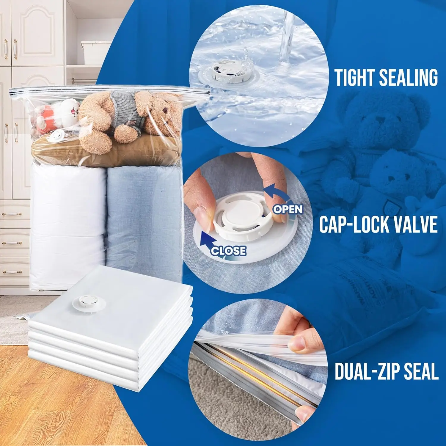 TAILI 4/8 Pack Vacuum Storage Bags for Comforter and Blankets Jumbo Vacuum Seal Bags for Bedding, Space Saver Bags for Clothes
