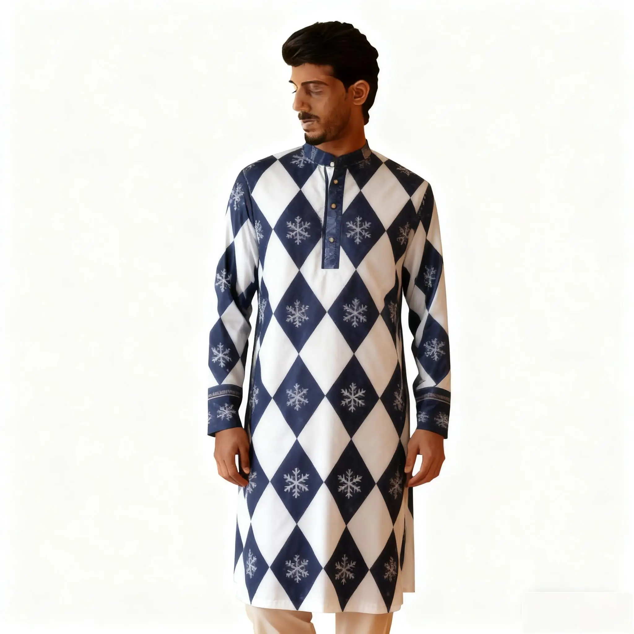 الرجال الرقمية المطبوعة كورتا فاردهة منتظم صالح اليوسفي طوق طويل مناسبة الشرق الأوسط تونكا Musulmana Para Hombre #6