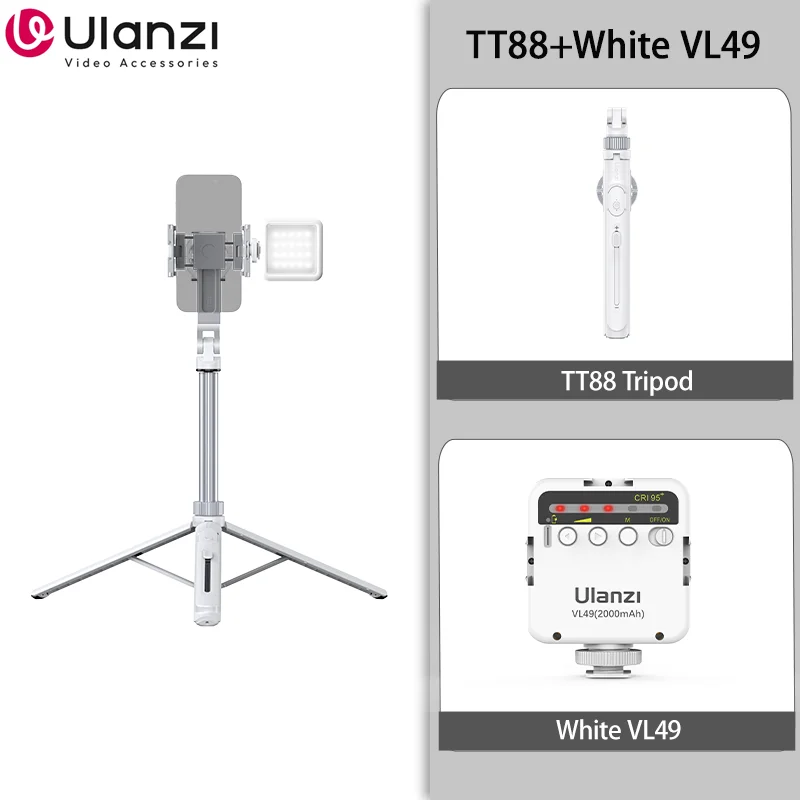 Ulanzi TT88 1.44M Overhead Selfie Stick Telefoon Statief met Magnetische Klem Draadloze Afstandsbediening Uitbreiding Statief voor LiveStreaming Vlog