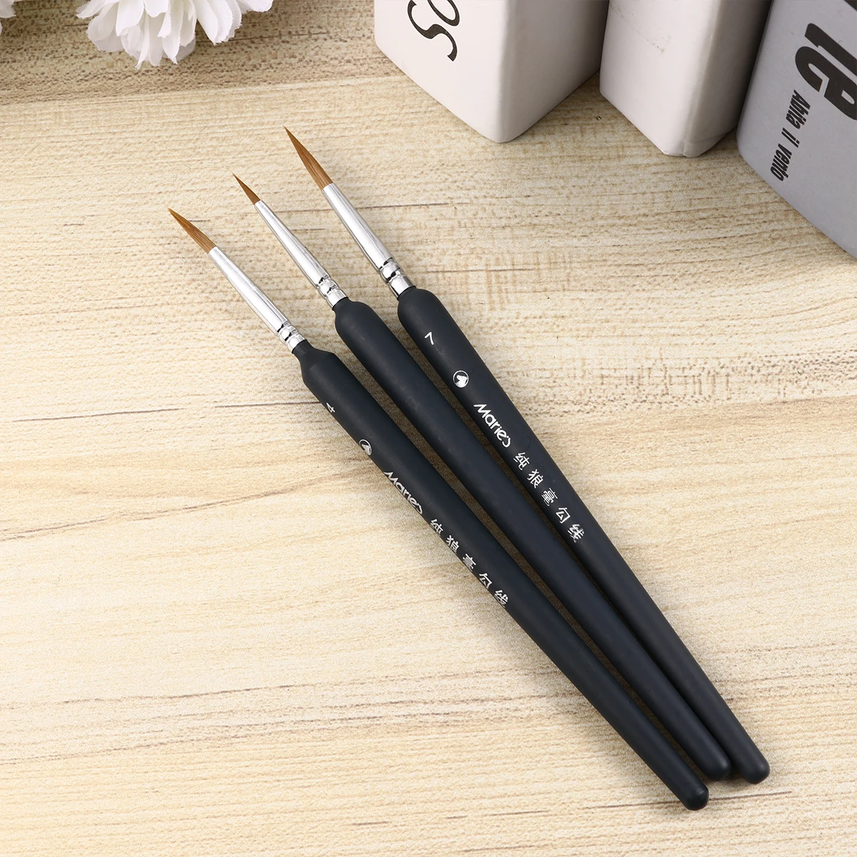 

10 Pcs Art Oil Brush Set Paint Brushes Wolf Fine Nail Line Drawing Pen Filbert Watercolor Pens
