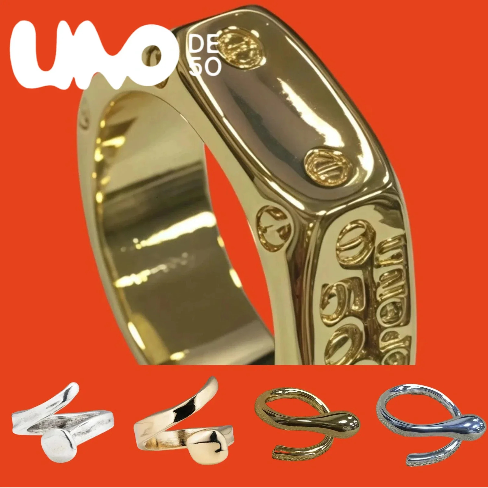 

UNOde50 2025 New Arrival Ring - 24K Silver/Gold, Modern Chic, Affordable Premium Style
