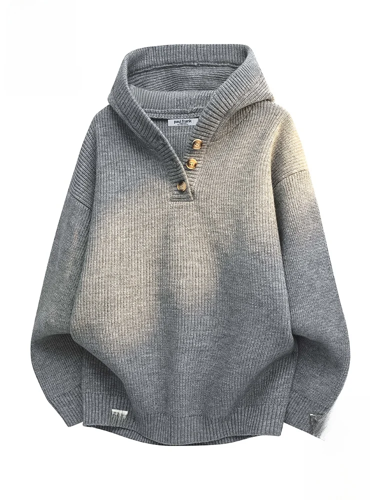 

PaulFrank Men's Casual Hoodie Knitted Sweater Coat Large Mouth Monkey Design Warm Loose Fit Autumn New Sle Polyester Blend