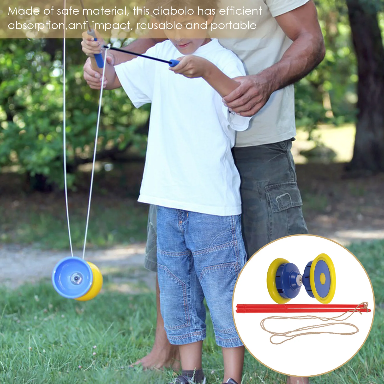 

Three- Diabolo For Kids Adults Chinese Yoyo Bearing Anti-Fall Reusable Plastic Fitness Juggling Smooth Rotating