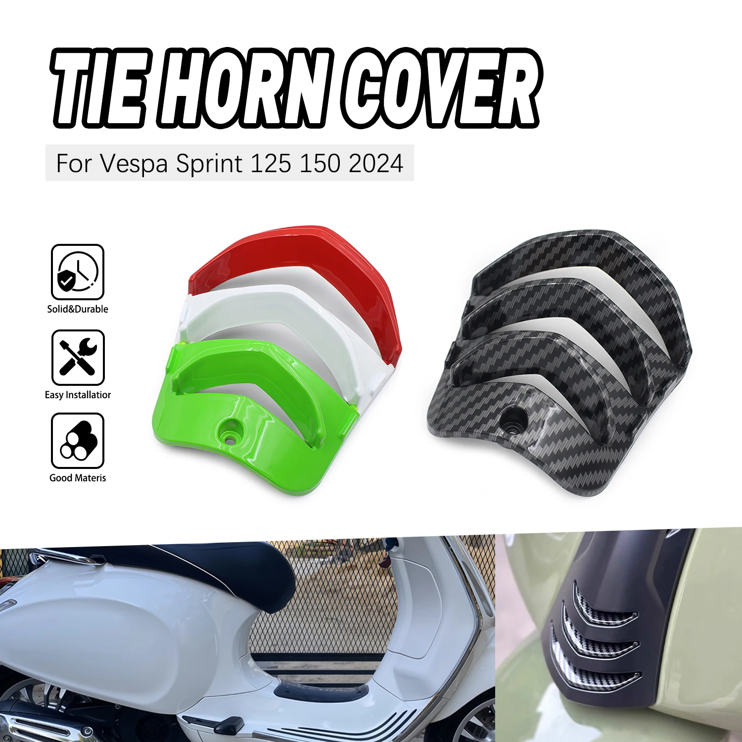 Motorcycle Horn Cover Inlay Tie Grill Cover ABS polychrome Fairing accessories moto For Vespa Sprint 125 150 2024 2025