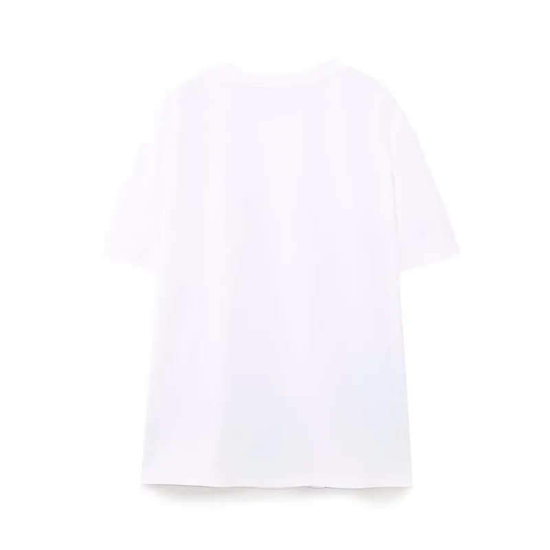 تي شيرت فضفاض مستدير Ne ort Sve أبيض للنساء تصميم مطبوع أنيق مريح مناسب كاجوال Sle كارتون إبداعي