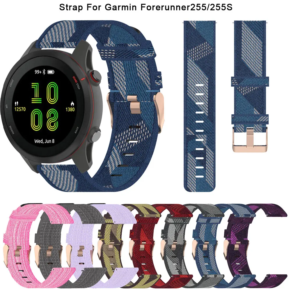 

22mm 18mm Watch Strap For Garmin Forerunner 255 255s Nylon Watchband For vivoactive 4S 3S Vivoactive 4 Venu 2 Wrist Bracelet