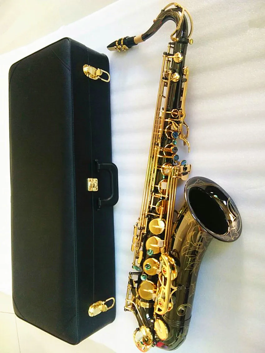 New Tenor Saxophone T-992 Super Performance Professional Sax B Flat Tune Musical Electroplated Black nickel Gold Sax and Case