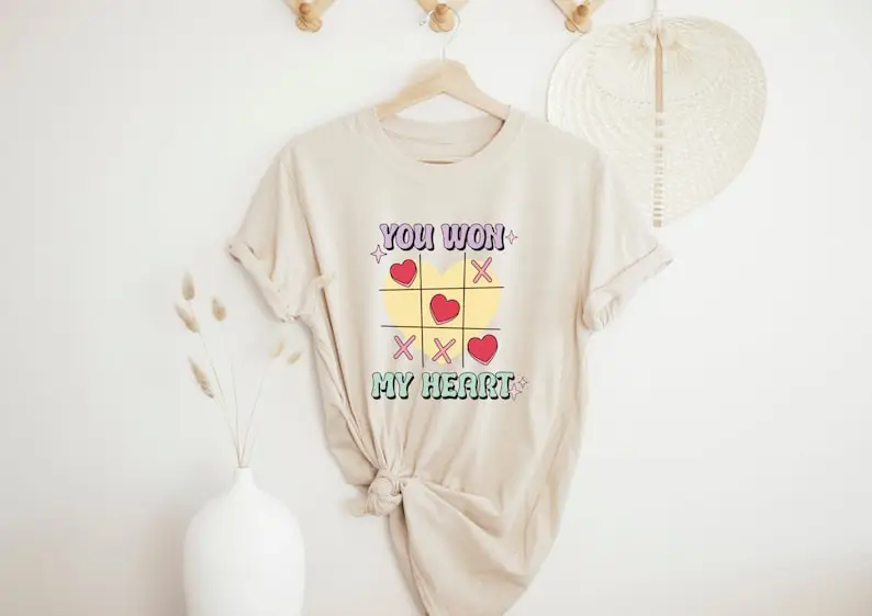 Valentines Day Shirt Heart Cute Valentines Day Retro Heart Short Sleeve Top Tees O Neck Streetwear harajuku 100% Cotton goth y2k