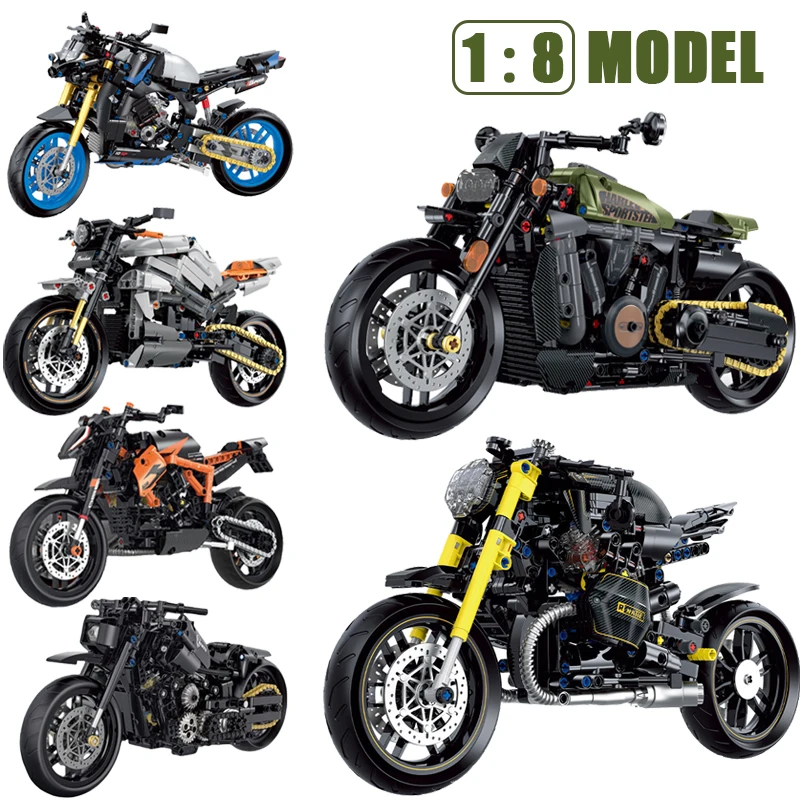 New City Technical Racing Motorcycle Building Blocks MOC BMW KTM HARLEY NORTON YAMAHA Sport Motorbike Model Bricks Toys for Kids