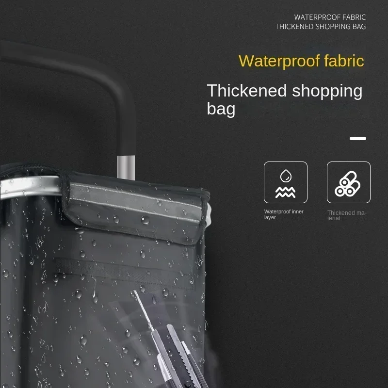 Large Capacity Portable Shopping Cart for Elderly with Silent Wheels Waterproof Thickened Basket Folding Climbing Trailer Trolle