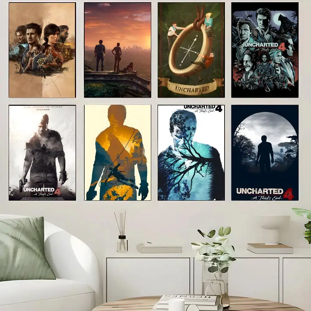 Game U-Uncharted Poster Self-adhesive Advanced Aesthetic Printing Paper Wall Art for Living Room Home Decor