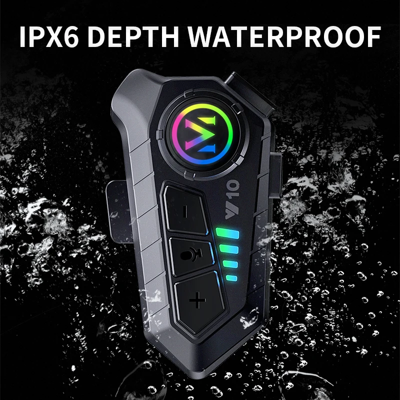 Y10 Motorcycle Helmet Bluetooth Headset Wireless Hands-free 1000mAh Super Long Standby Earphone IPX6 Waterproof MP3 Player